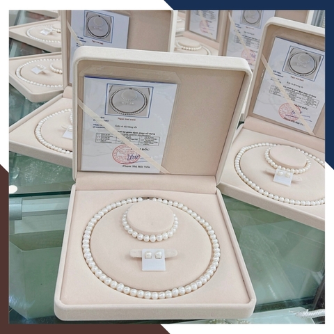 Bộ trang sức ngọc trai thật nuôi nước ngọt tự nhiên mã BTSNT06