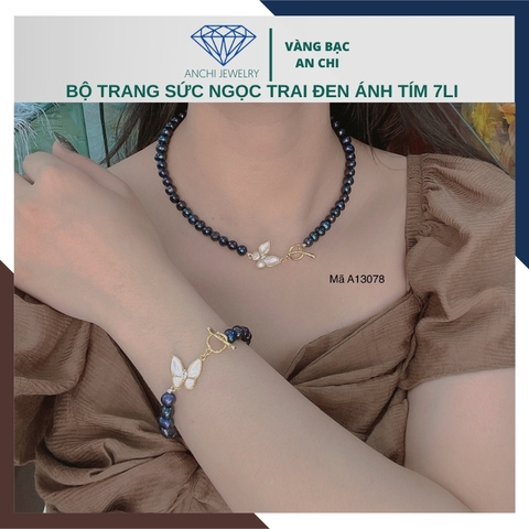 Bộ vòng ngọc trai đen khóa bướm đẹp cho nữ mã BTSNT12