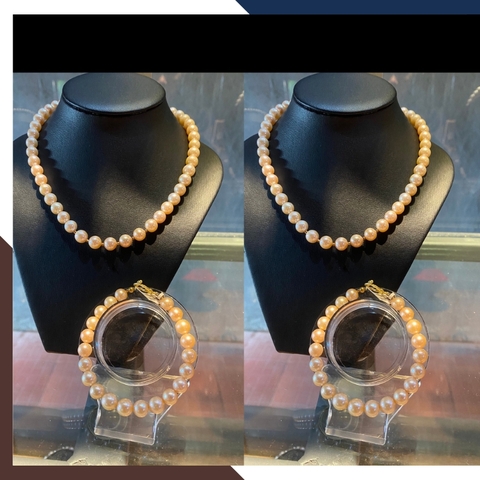 Bộ vòng ngọc trai hồng hạt to 11mm cao cấp mã 910AC1880