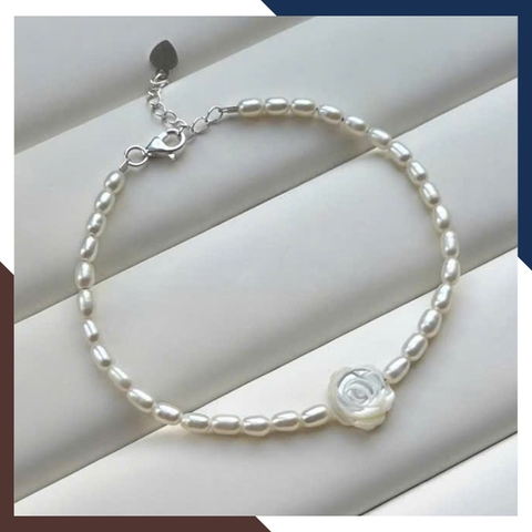 Bộ Vòng Ngọc Trai Thật Cho Nữ Mặc Áo Dài BTSNT142 – Nổi Bật & Toả Sáng Với Hoa Hồng Khảm Trai