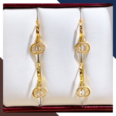 Bông tai vàng tây nữ 10k tròn 2 chữ C tòng teng trẻ trung TL39