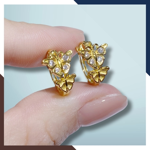 Bông tai bướm vàng tây 10k đính đá kiểu khuyên tròn ôm sát tai cho nữ đẹp mã TL43