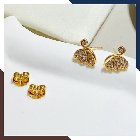 Bông tai bướm vàng tây 10k đính đá nhỏ xinh cho nữ đẹp mã TL31
