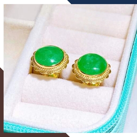 Bông tai cẩm thạch vàng tây 10k cho mẹ, người lớn tuổi mã TL64D30