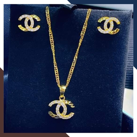 Bông tai chanel vàng tây 10k đính đá cho nữ đẹp mã TL45