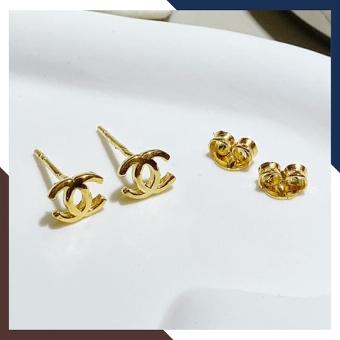 Bông tai Chanel vàng tây 10k loại nhỏ cho nữ đẹp mã TL31