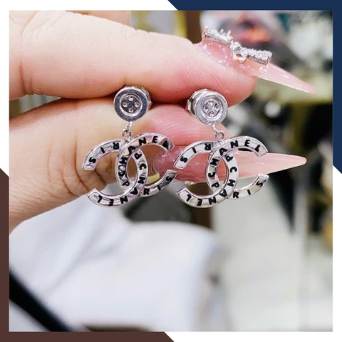 Bông Tai CHANEL Vàng Trắng 10k Cho Nữ BTV161 - Trẻ Trung, Thanh Lich & Nổi Bật