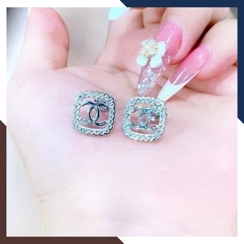 Bông Tai CHANEL Vàng Trắng 10k Cho Nữ BTV161 - Trẻ Trung, Thanh Lich & Nổi Bật