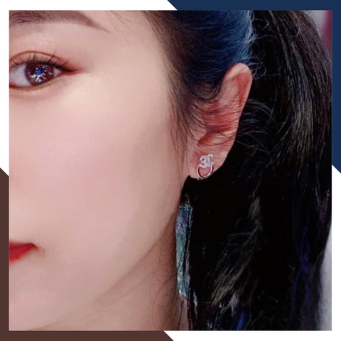 Bông Tai CHANEL Vàng Trắng 10k Cho Nữ BTV161 - Trẻ Trung, Thanh Lich & Nổi Bật