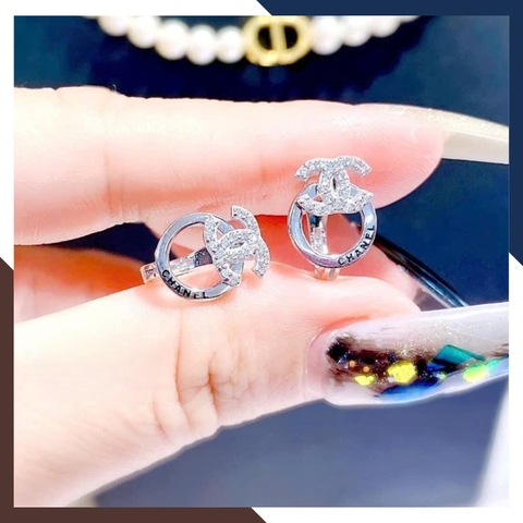 Bông Tai CHANEL Vàng Trắng 10k Cho Nữ BTV161 - Trẻ Trung, Thanh Lich & Nổi Bật