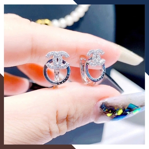 Bông Tai CHANEL Vàng Trắng 10k Cho Nữ BTV161 - Trẻ Trung, Thanh Lich & Nổi Bật