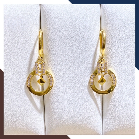 Bông tai vàng nữ tòn ten chữ H mã BTV106