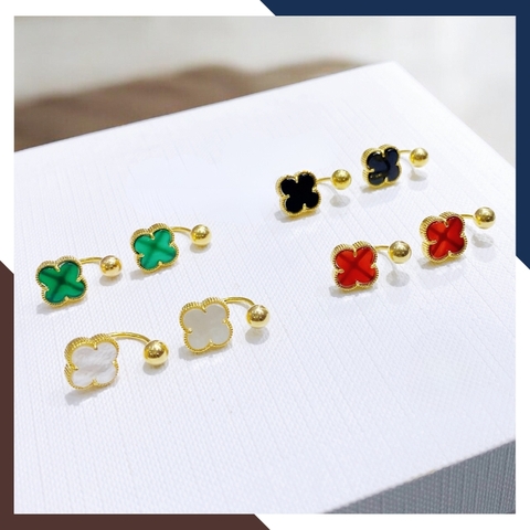 Bông Tai Cỏ 4 Lá Vàng Tây 10k BTV212 – Món Quà May Mắn Cho Người Phụ Nữ Bạn Yêu