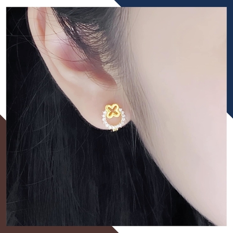 Bông Tai Cỏ 4 Lá Vàng Tây 10k  BTV216– Giá Tốt, Thiết Kế Đẹp, Mua Là Yêu Ngay