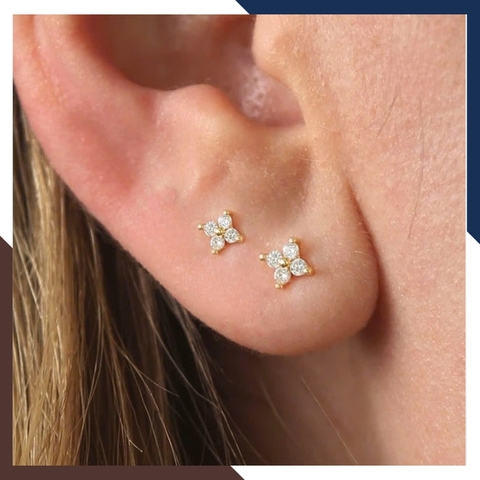 Bông Tai Cỏ 4 Lá Vàng Tây 10k BTV217 – Thiết Kế Nhỏ Nhắn, Mang Vẻ Đẹp Thanh Xuân