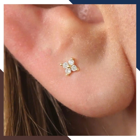 Bông Tai Cỏ 4 Lá Vàng Tây 10k BTV217 – Thiết Kế Nhỏ Nhắn, Mang Vẻ Đẹp Thanh Xuân