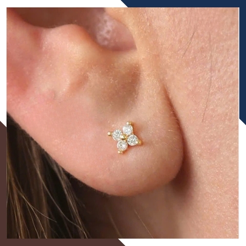 Bông Tai Cỏ 4 Lá Vàng Tây 10k BTV217 – Thiết Kế Nhỏ Nhắn, Mang Vẻ Đẹp Thanh Xuân