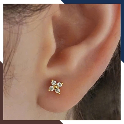 Bông Tai Cỏ 4 Lá Vàng Tây 10k BTV217 – Thiết Kế Nhỏ Nhắn, Mang Vẻ Đẹp Thanh Xuân