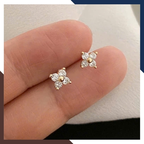 Bông Tai Cỏ 4 Lá Vàng Tây 10k BTV217 – Thiết Kế Nhỏ Nhắn, Mang Vẻ Đẹp Thanh Xuân