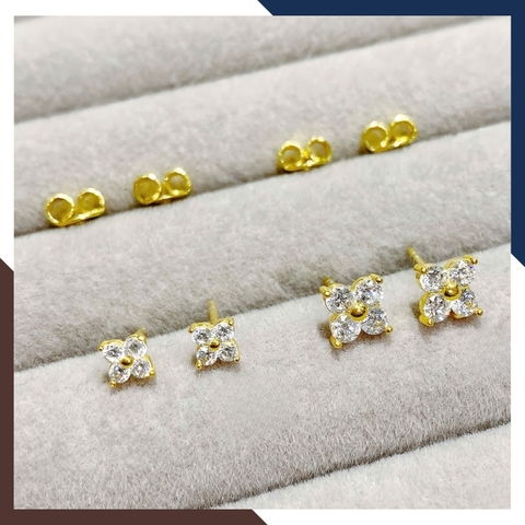 Bông Tai Cỏ 4 Lá Vàng Tây 10k BTV217 – Thiết Kế Nhỏ Nhắn, Mang Vẻ Đẹp Thanh Xuân