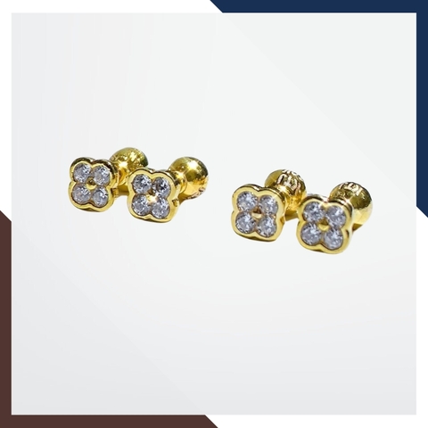 Bông Tai Cỏ 4 Lá Vàng Tây 10k Cho Nữ BTV203 – May Mắn Đồng Hành, Nâng Tầm Phong Cách