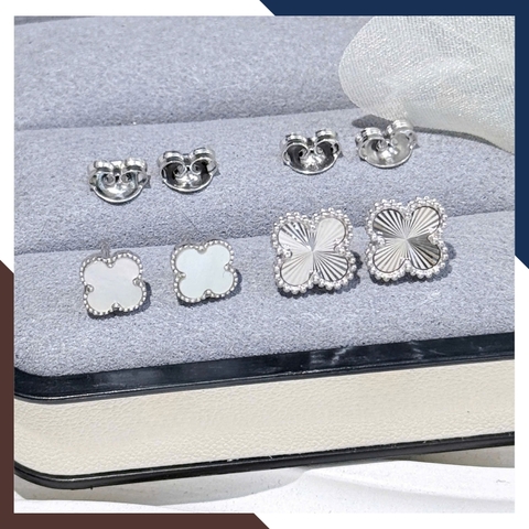 Bông Tai Cỏ 4 Lá Vàng Trắng 10k Cho Nữ BTV191 – Kiểu Dáng Trẻ Trung, Thanh Lịch & Nữ Tính