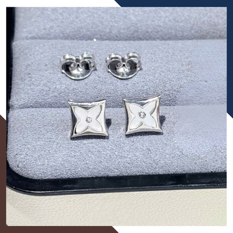 Bông Tai Cỏ 4 Lá Vàng Trắng 10k Cho Nữ BTV191 – Kiểu Dáng Trẻ Trung, Thanh Lịch & Nữ Tính