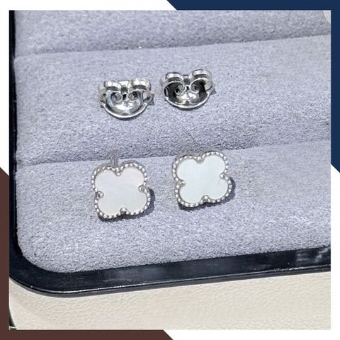 Bông Tai Cỏ 4 Lá Vàng Trắng 10k Cho Nữ BTV191 – Kiểu Dáng Trẻ Trung, Thanh Lịch & Nữ Tính