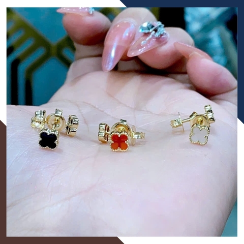 Bông Tai Cỏ 4 Lá Vàng Ý 10k Cho Nữ BTV220 – Vẻ Đẹp Dịu Dàng, May Mắn Bất Tận