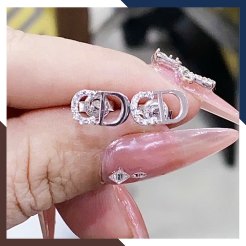 Bông Tai Dior CD Vàng Trắng 10k Cho Nữ Trẻ Trung & Sang Trọng BTV160