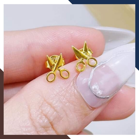 Bông tai hình cây kéo bằng vàng tây 10k cho nữ đẹp mã TL25