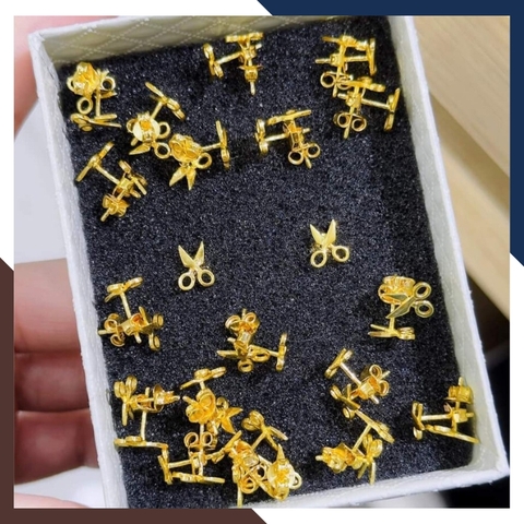 Bông tai hình cây kéo bằng vàng tây 10k cho nữ đẹp mã TL25