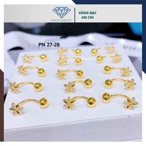 Bông tai vàng tây nữ 10k hình hoa dáng cong mã BTV04