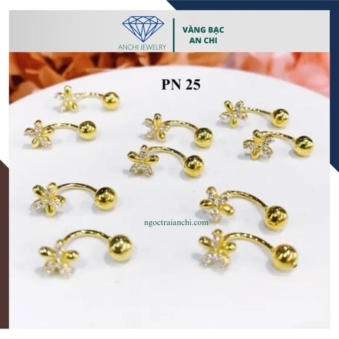Bông tai vàng tây nữ 10k hình hoa dáng cong mã BTV04
