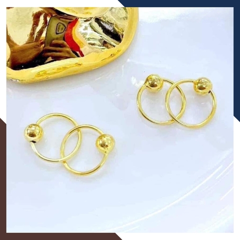 Bông tai tròn vàng tây 10k sát tai nam nữ mã TL16