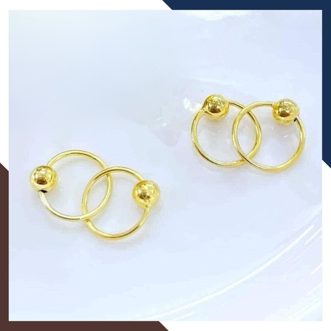 Bông tai tròn vàng tây 10k sát tai nam nữ mã TL16