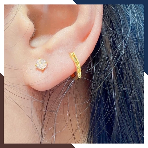 Bông tai tròn vàng tây 10k sát tai nam nữ mã TL16