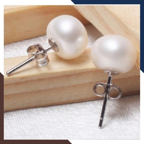 Bông tai ngọc trai bạc nụ 7-8mm cho nữ đẹp mã 78AC90