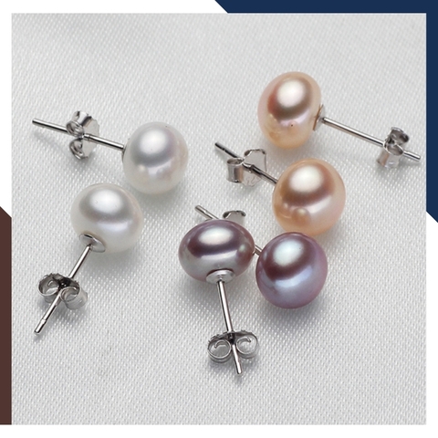 Bông tai ngọc trai bạc nụ 7-8mm cho nữ đẹp mã 78AC90