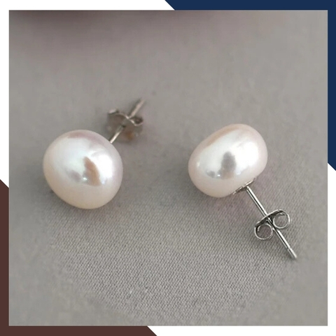 Bông tai ngọc trai bạc nụ 7-8mm cho nữ đẹp mã 78AC90