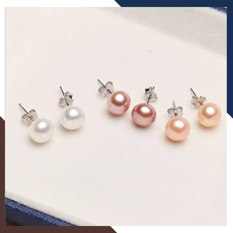 Bông tai ngọc trai bạc nụ 7-8mm cho nữ đẹp mã 78AC90