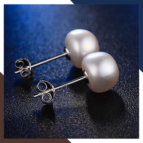 Bông tai ngọc trai bạc nụ 8-9mm cho nữ đẹp mã 89AC100