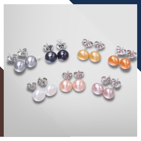 Bông tai ngọc trai bạc nụ 8-9mm cho nữ đẹp mã 89AC100