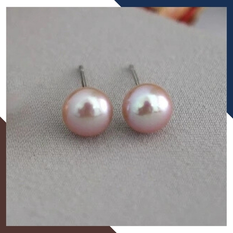 Bông tai ngọc trai bạc nụ 8-9mm cho nữ đẹp mã 89AC100