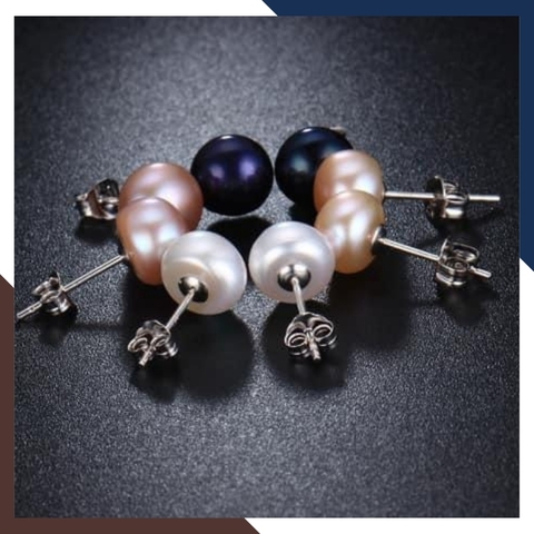 Bông tai ngọc trai bạc nụ 8-9mm cho nữ đẹp mã 89AC100