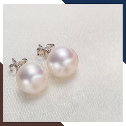 Bông tai ngọc trai bạc nụ 8-9mm cho nữ đẹp mã 89AC100