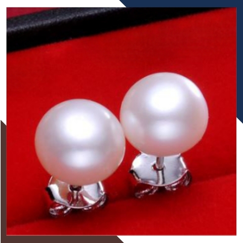 Bông tai ngọc trai bạc nụ size 10-11mm cho nữ đẹp mã 1011AC120