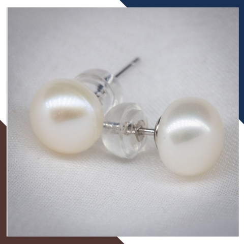 Bông tai ngọc trai bạc nụ size 11-12mm cho nữ đẹp mã 1112AC140