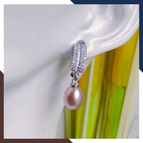 Bông Tai Ngọc Trai Hình Giọt Nước Màu Tím BTNT140 | Ngọc Trai Nước Ngọt