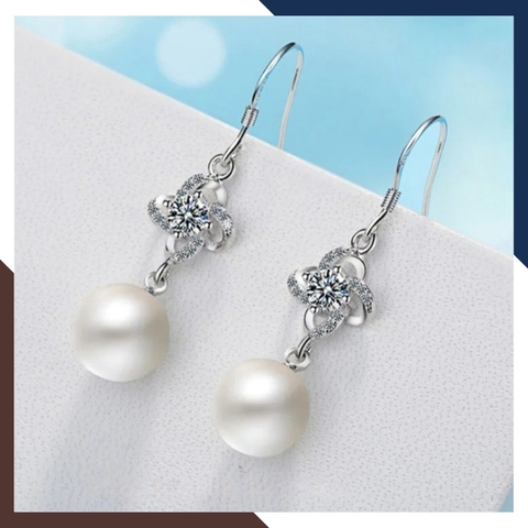 Bông Tai Ngọc Trai Móc Câu Bạc Đẹp BTNT132 | Ngọc Trai Thật